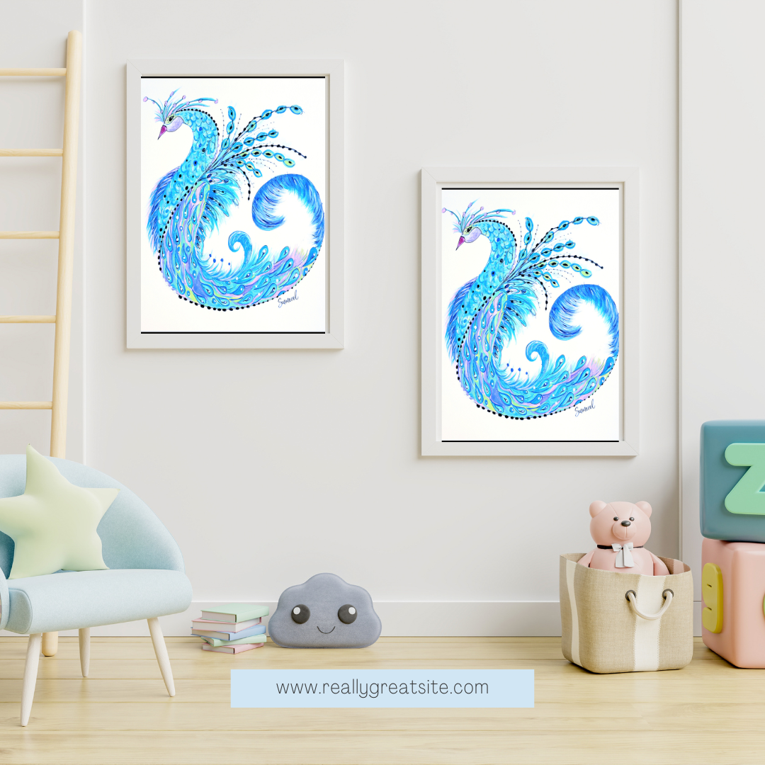 "Blue Peacockl" Art Print