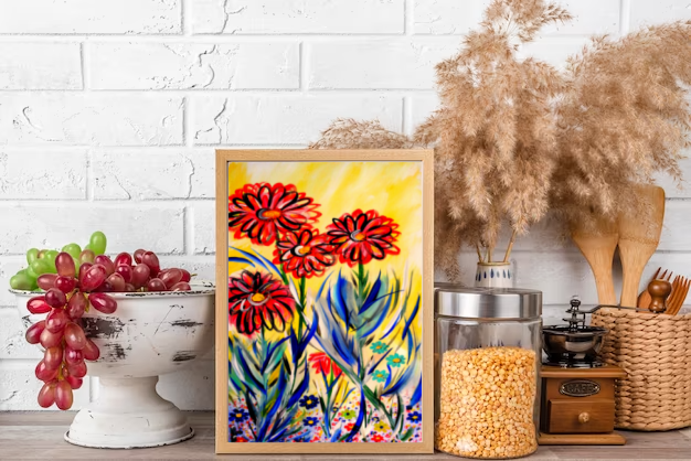 Floral art for kitchen walls.