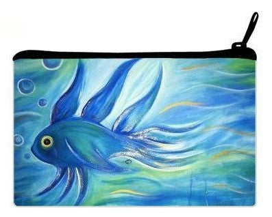 Cosmetic Clutch Bag "Blue Fish"