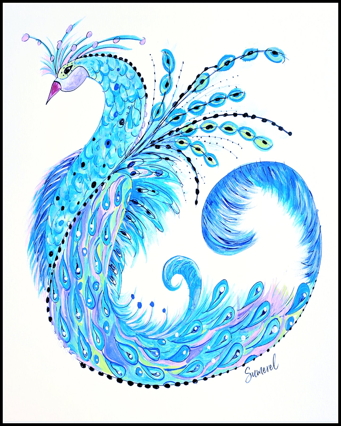 "Blue Peacockl" Art Print