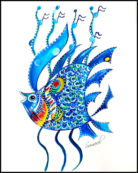 "Blue the Fish" Art Print