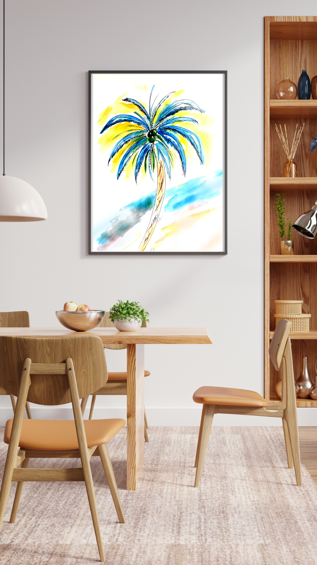 Palm painting. Coastal art for beachhouse.