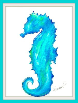 Coastal Greeting Card "Blue Seahorse"