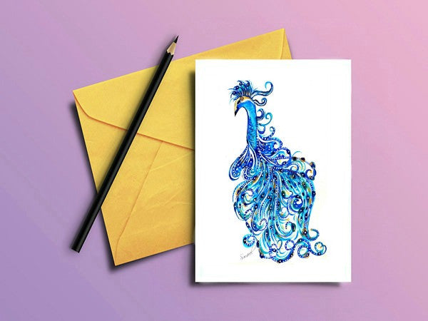 Bird Greeting Card "French Peacock"