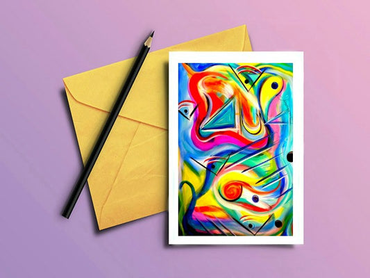 Abstract Art Greeting Card "Ocean Antics"