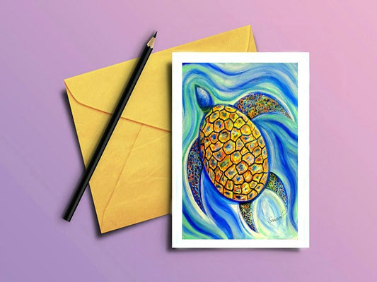 Coastal Greeting Card "Turtle Escape"